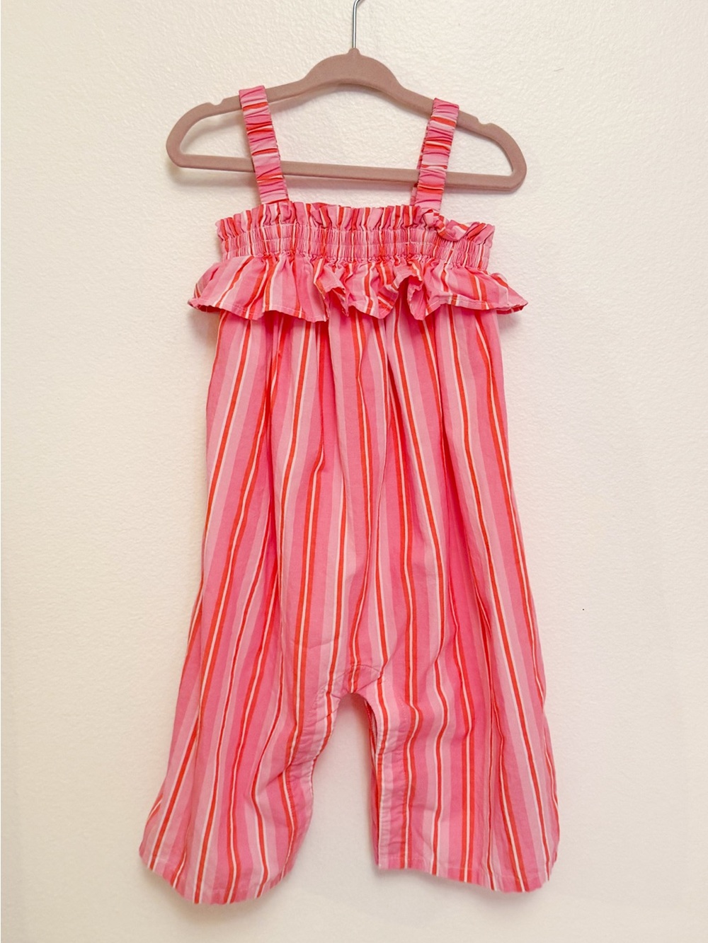 GAP Pink & Coral Striped Smocked Romper